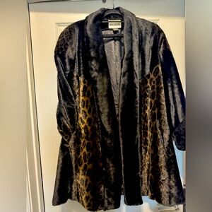 Black Teddy Swing Leopard Coat